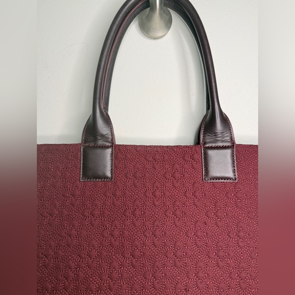 TORY BURCH Ella Tote Burgundy Quilted Handbag - Picture 16 of 16